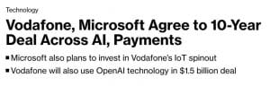 Read more about the article Vodafone und Microsoft besiegeln 1,5 Milliarden Dollar schwere 10-Jahres-Partnerschaft für KI, IoT und digitale Innovationen