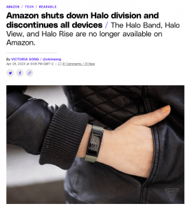 Read more about the article Amazons Gesundheitsabteilung Halo stellt die Produktion von Fitnessgeräten ein.