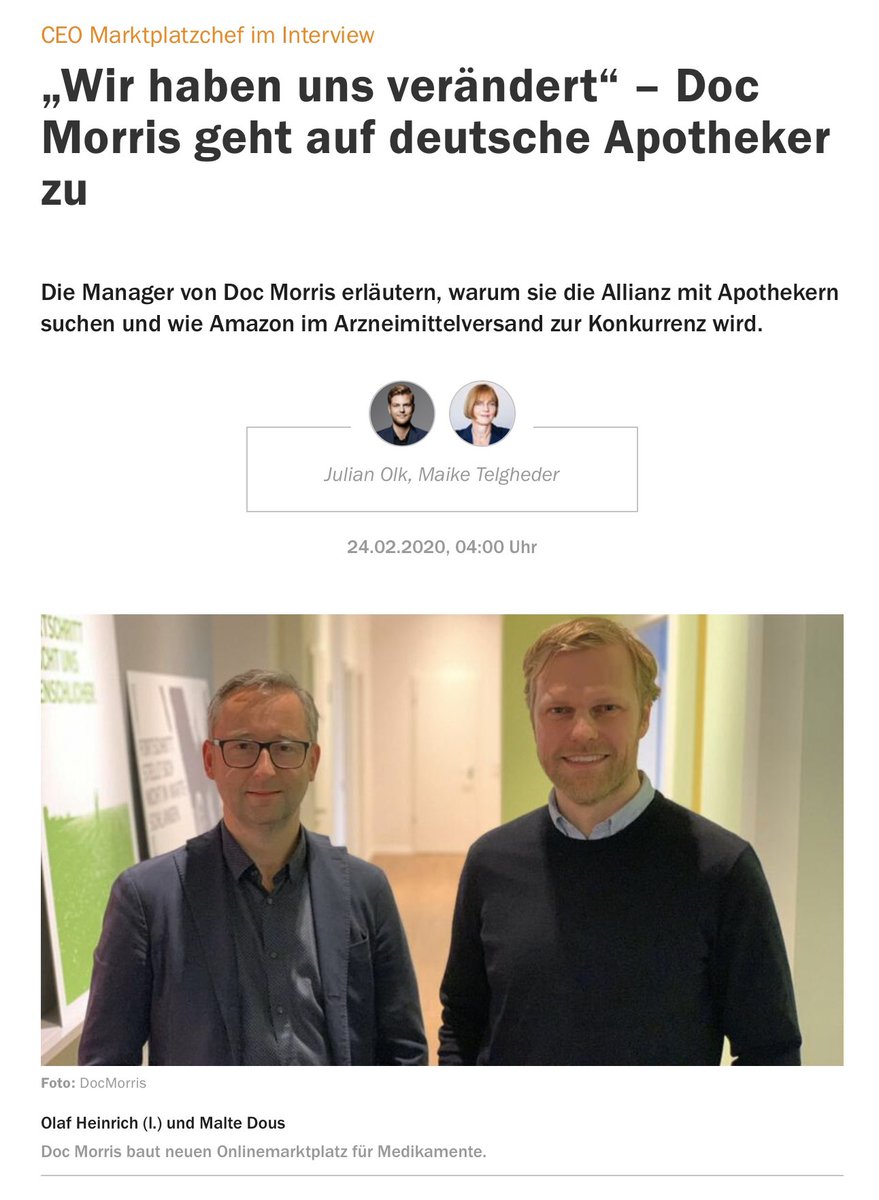 You are currently viewing Doc Morris strebt Allianz mit Apothekern an und sieht Amazon als Konkurrent im Arzneimittelversand