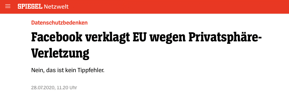 You are currently viewing Facebook klagt gegen die EU wegen Verletzung der Privatsphäre