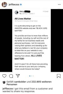 Read more about the article Jeff Bezos verteidigt BlackLivesMatter-Antwort gegenüber kritischem Kunden