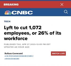 Read more about the article Lyft plant, 1.072 Mitarbeiter zu entlassen.