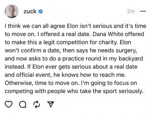 Read more about the article Mark Zuckerberg hat keine Lust mehr auf die Spielchen von Elon Musk