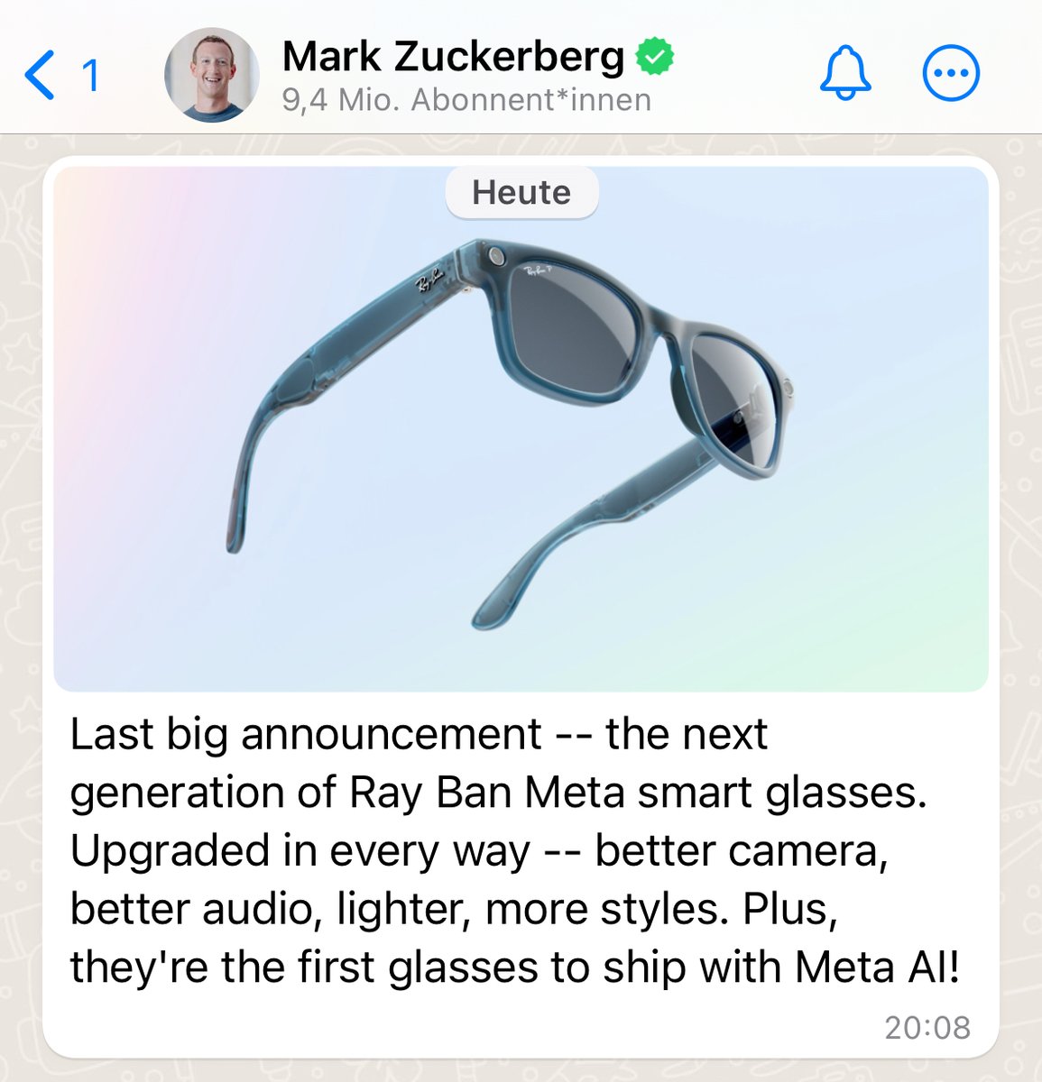 Read more about the article Upgrade für Metas RayBan Smart Glasses: Neue Funktionen und Verbesserungen